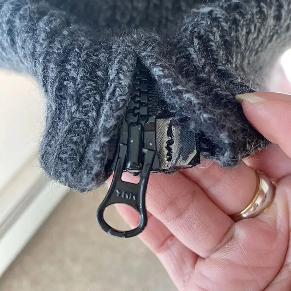 Knit Cardigan Sweater Dress Gray Whimsigoth Full Zip Side Belt Accent Lady M-L - Picture 9 of 10